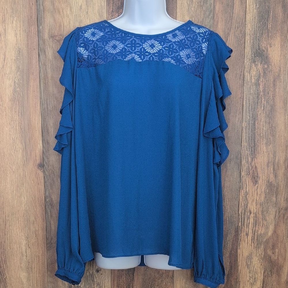 Worthington Women's Cold Shoulder Blouse XL                -D227
